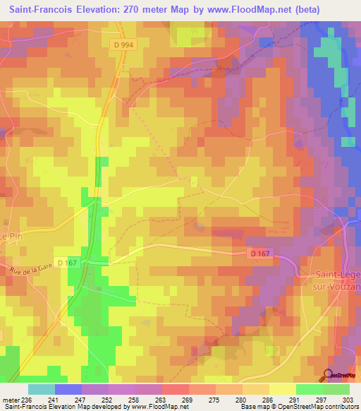 Saint-Francois,France Elevation Map