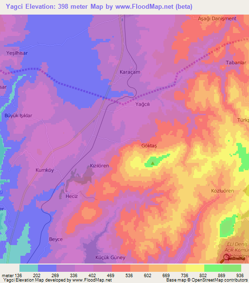 Yagci,Turkey Elevation Map