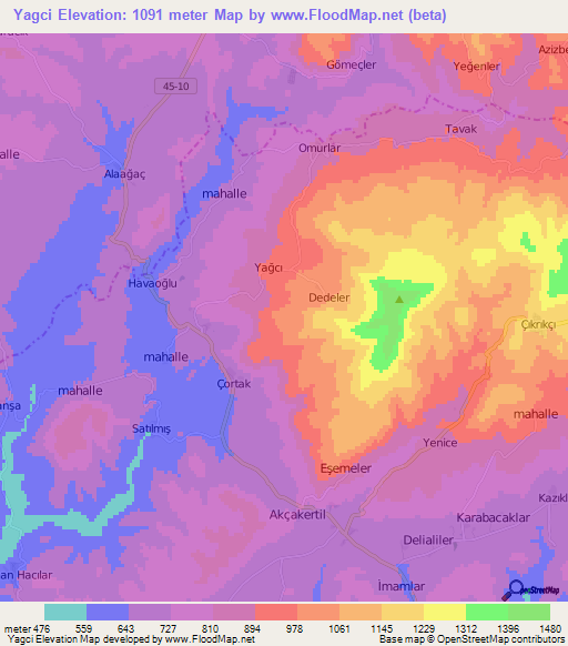 Yagci,Turkey Elevation Map