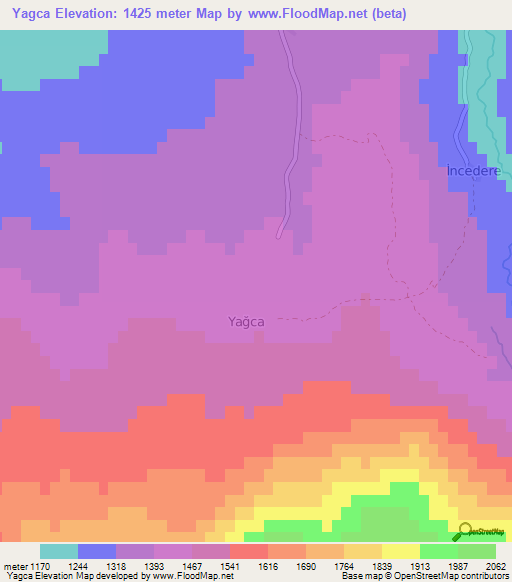 Yagca,Turkey Elevation Map