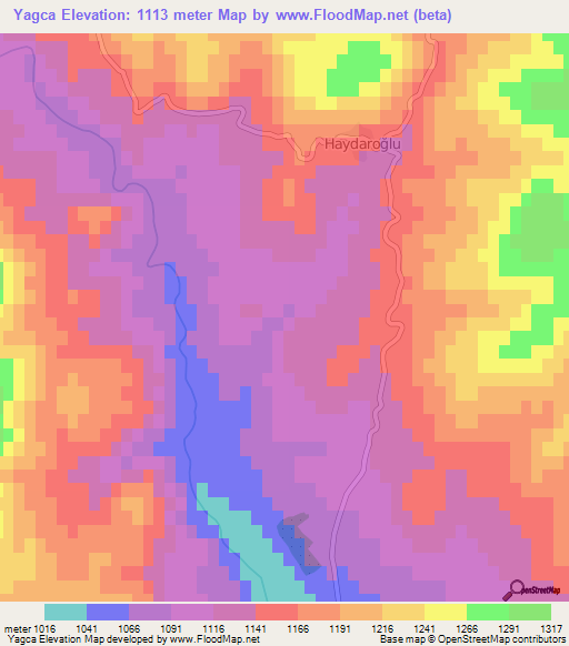 Yagca,Turkey Elevation Map