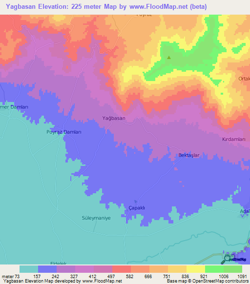 Yagbasan,Turkey Elevation Map