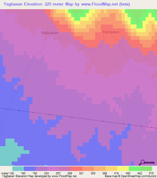 Yagbasan,Turkey Elevation Map