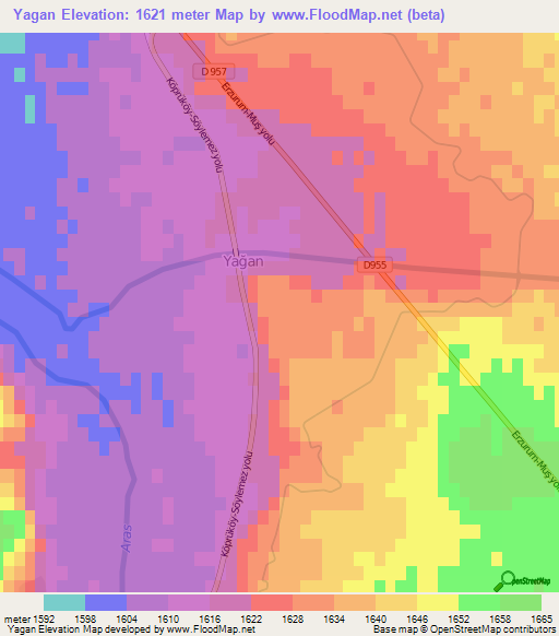 Yagan,Turkey Elevation Map