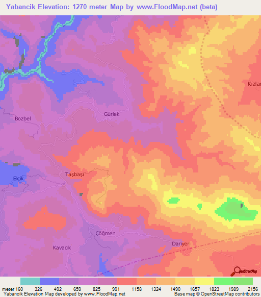 Yabancik,Turkey Elevation Map