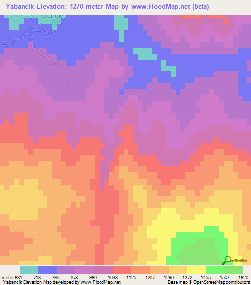 Yabancik,Turkey Elevation Map