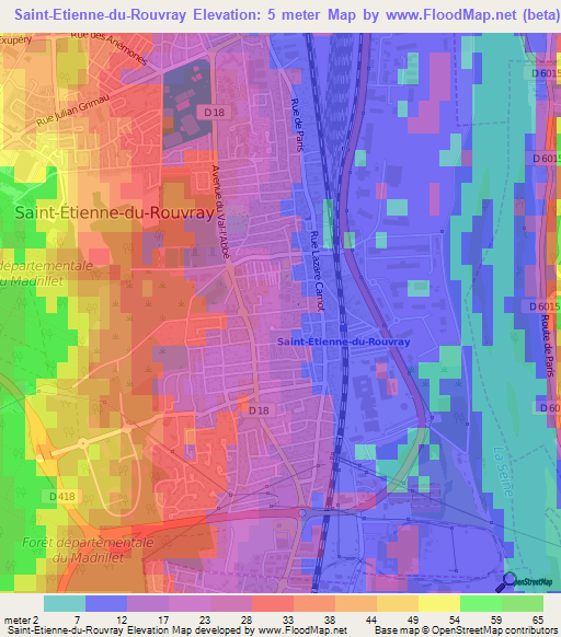 Saint-Etienne-du-Rouvray,France Elevation Map