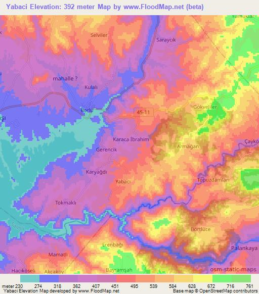 Yabaci,Turkey Elevation Map