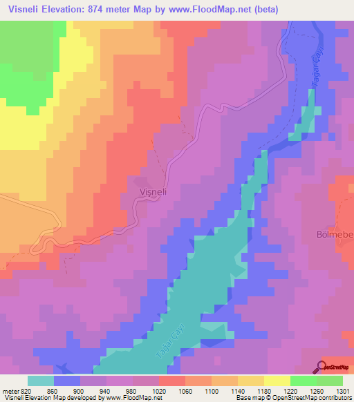 Visneli,Turkey Elevation Map