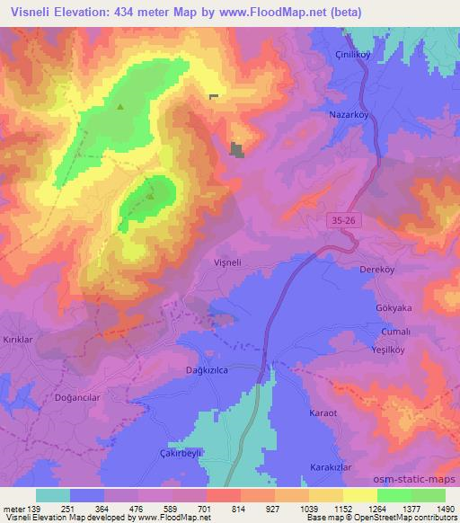 Visneli,Turkey Elevation Map