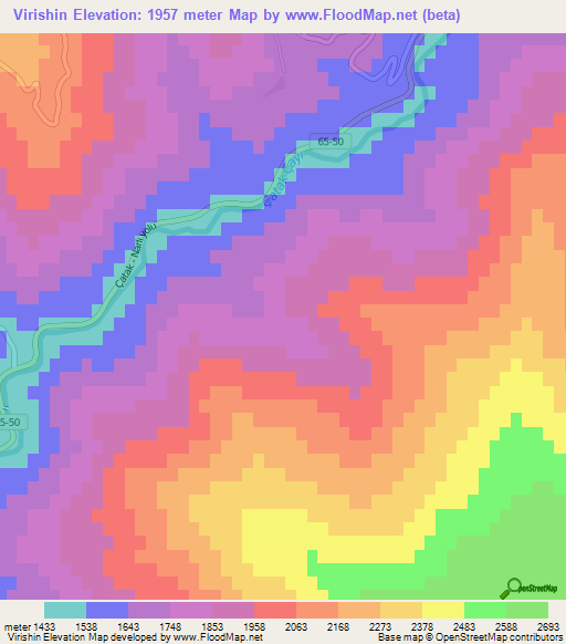 Virishin,Turkey Elevation Map