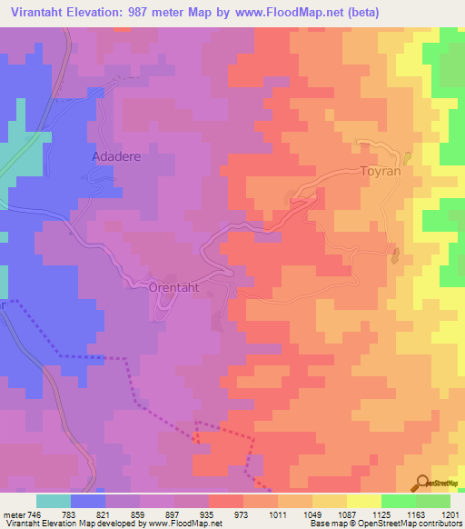 Virantaht,Turkey Elevation Map