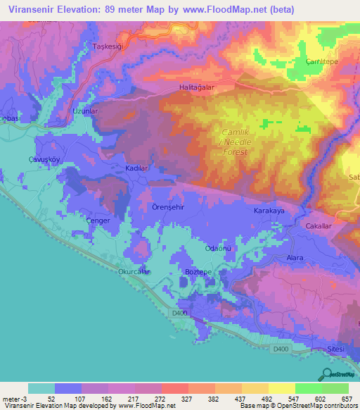 Viransenir,Turkey Elevation Map