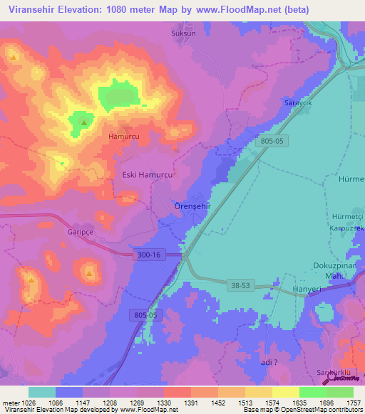 Viransehir,Turkey Elevation Map