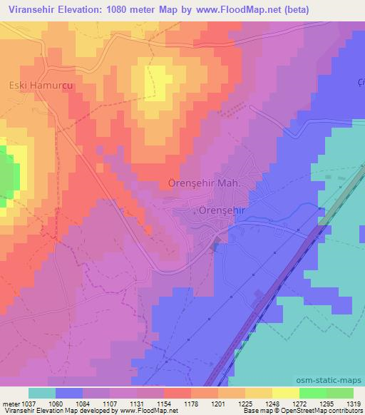 Viransehir,Turkey Elevation Map