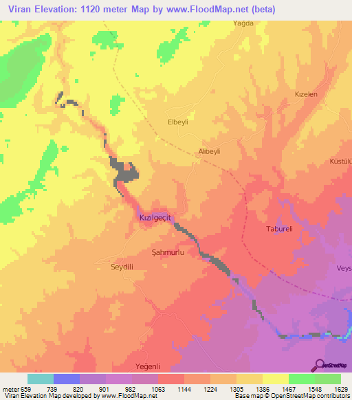 Viran,Turkey Elevation Map