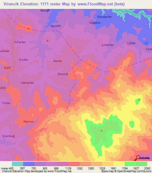 Virancik,Turkey Elevation Map