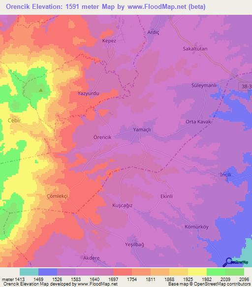 Orencik,Turkey Elevation Map