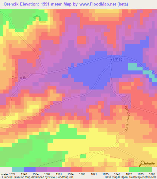 Orencik,Turkey Elevation Map