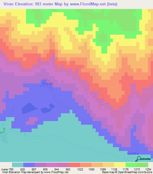 Viran,Turkey Elevation Map