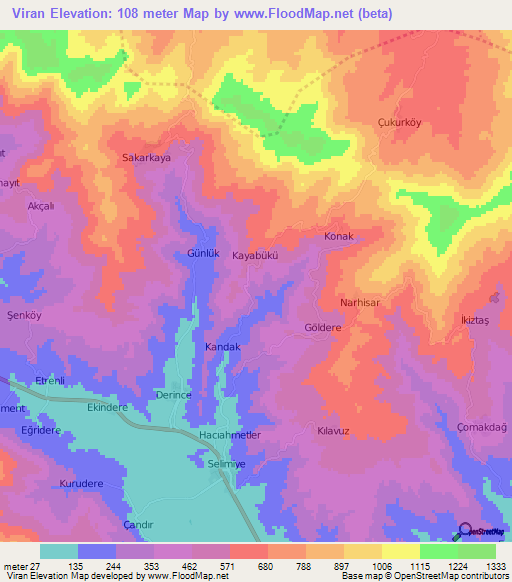 Viran,Turkey Elevation Map