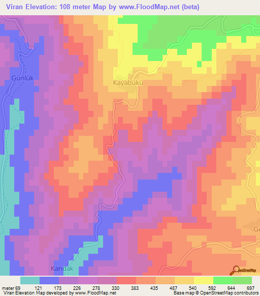 Viran,Turkey Elevation Map