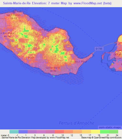 Sainte-Marie-de-Re,France Elevation Map