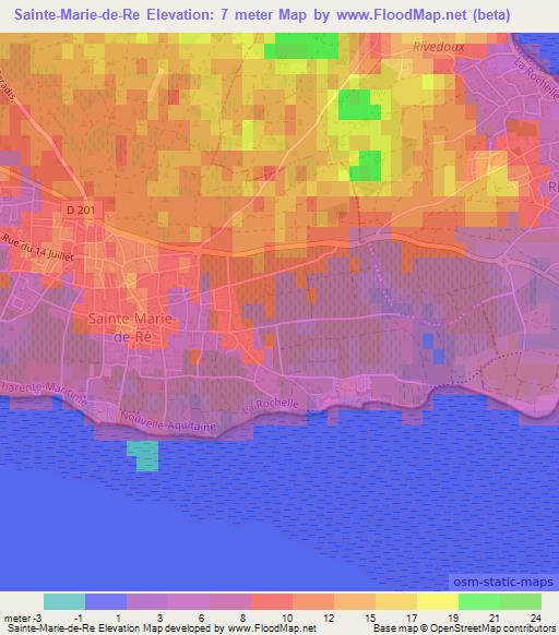 Sainte-Marie-de-Re,France Elevation Map