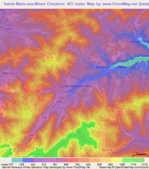 Sainte-Marie-aux-Mines,France Elevation Map