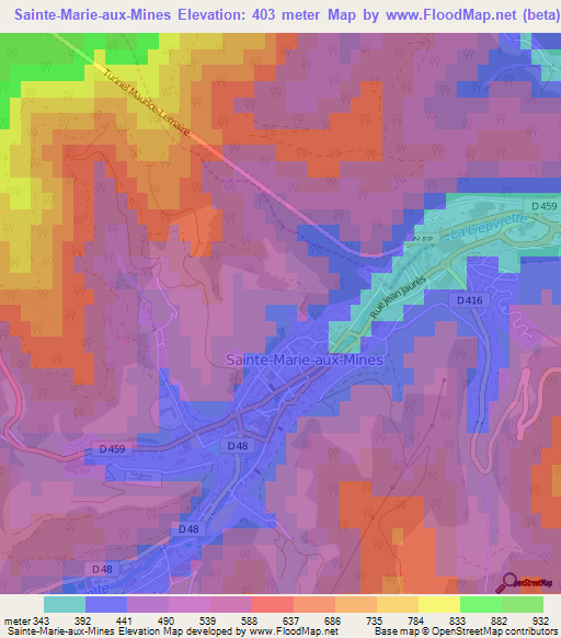 Sainte-Marie-aux-Mines,France Elevation Map