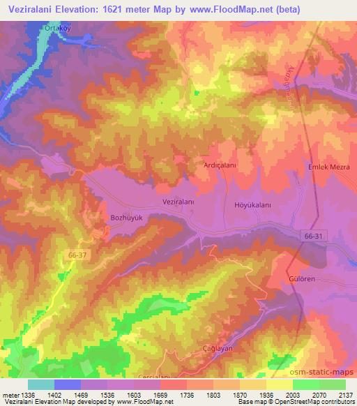 Veziralani,Turkey Elevation Map