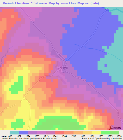 Verimli,Turkey Elevation Map