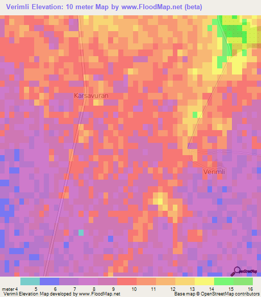 Verimli,Turkey Elevation Map