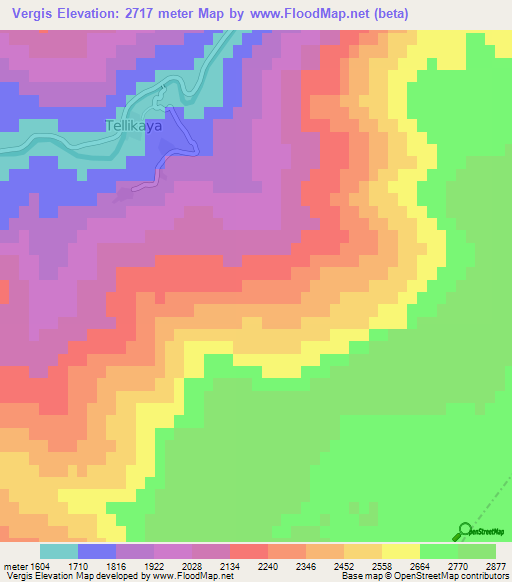 Vergis,Turkey Elevation Map