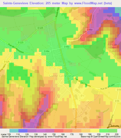 Sainte-Genevieve,France Elevation Map