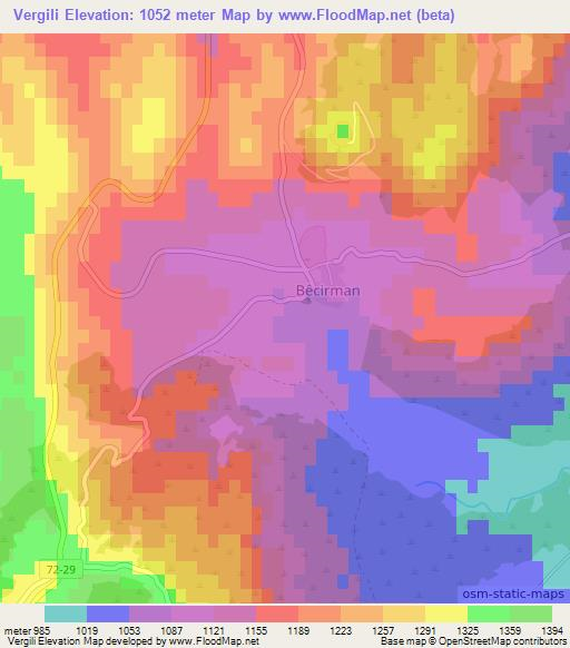 Vergili,Turkey Elevation Map