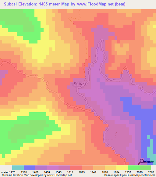 Subasi,Turkey Elevation Map