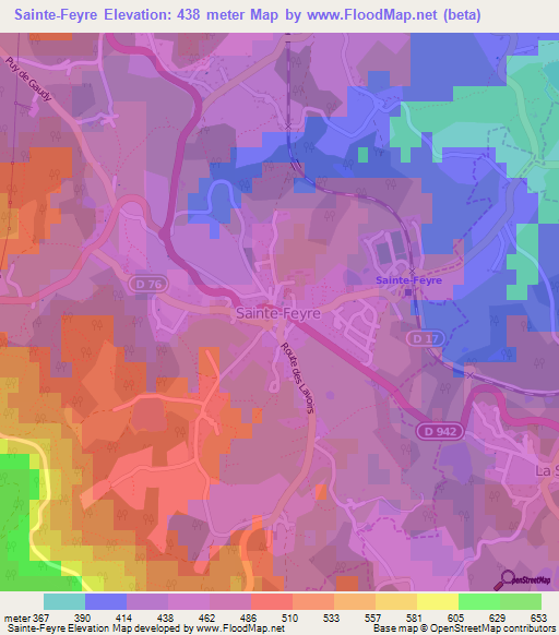 Sainte-Feyre,France Elevation Map