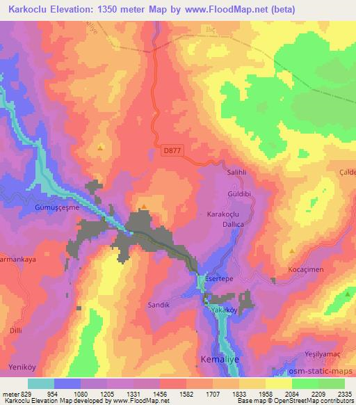 Karkoclu,Turkey Elevation Map