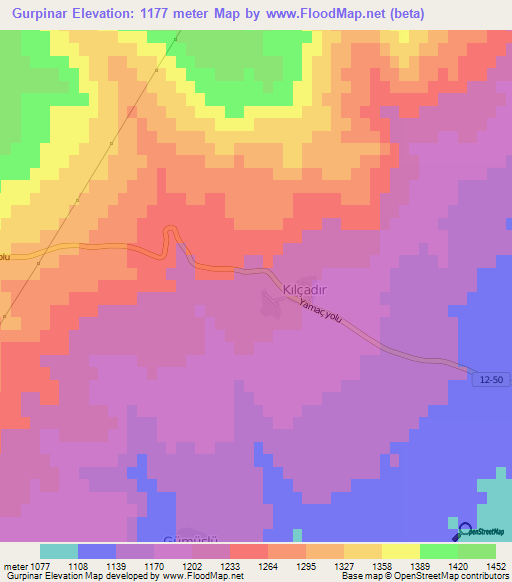 Gurpinar,Turkey Elevation Map