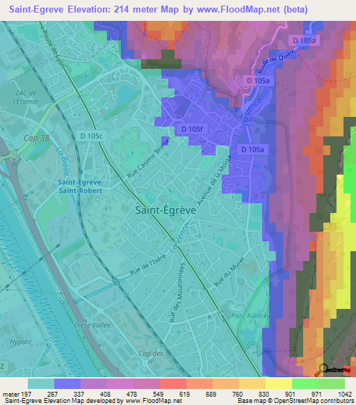 Saint-Egreve,France Elevation Map