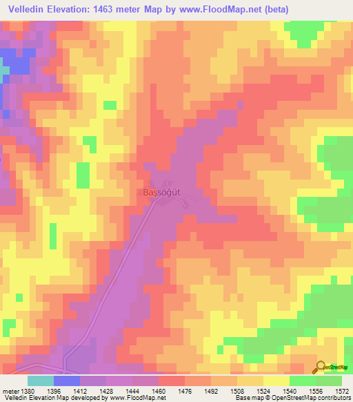 Velledin,Turkey Elevation Map