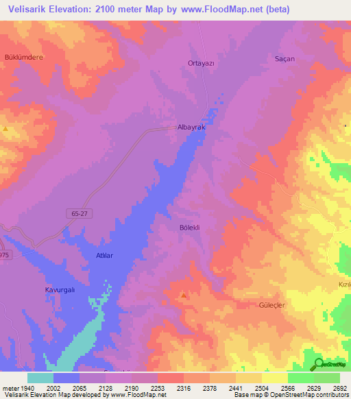 Velisarik,Turkey Elevation Map