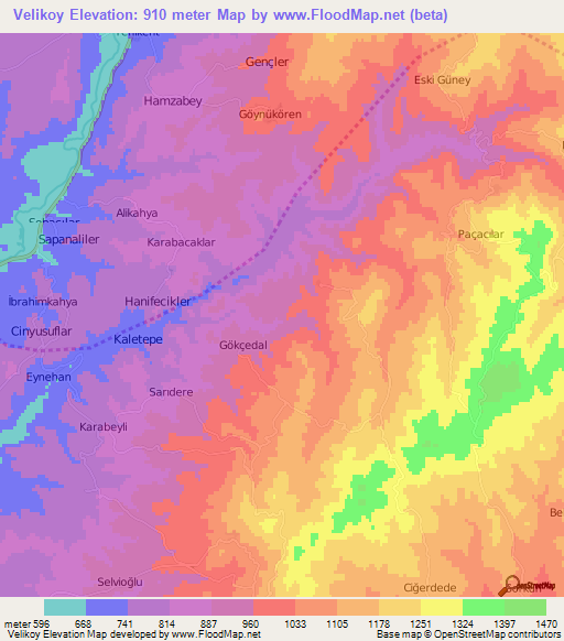 Velikoy,Turkey Elevation Map