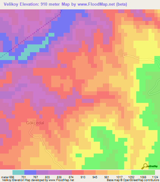 Velikoy,Turkey Elevation Map