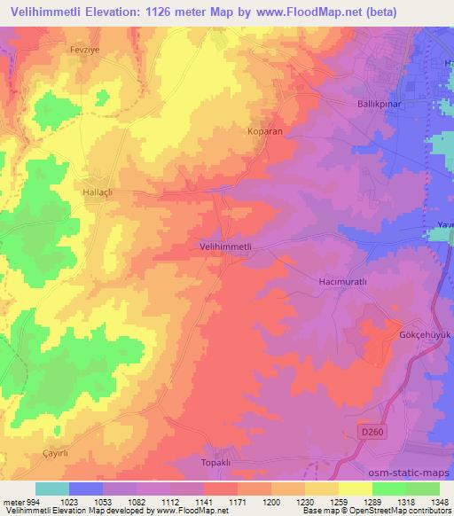 Velihimmetli,Turkey Elevation Map