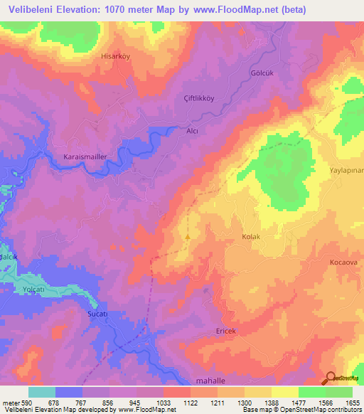 Velibeleni,Turkey Elevation Map