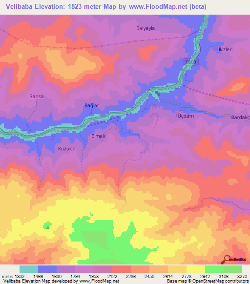 Velibaba,Turkey Elevation Map