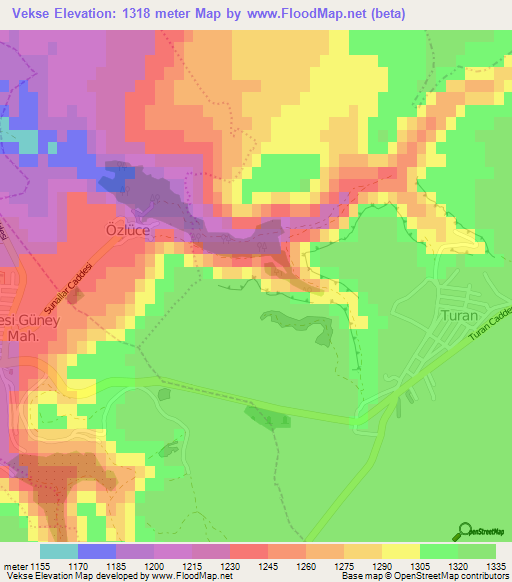 Vekse,Turkey Elevation Map