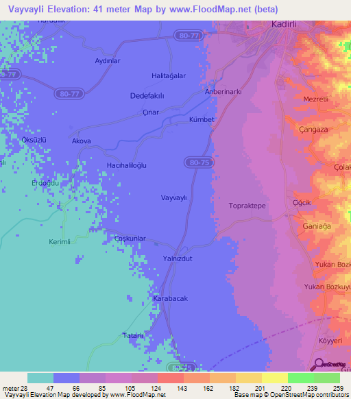 Vayvayli,Turkey Elevation Map
